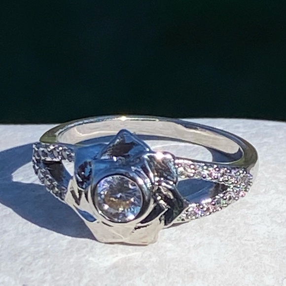 Lotus flower ring Cubic zirconia S925 Silver size 6 brand new - Picture 4 of 13